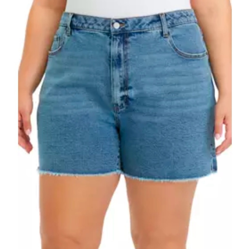 Tinsel Denim Shorts 5” High-Waisted Frayed Hem 18W NWOT